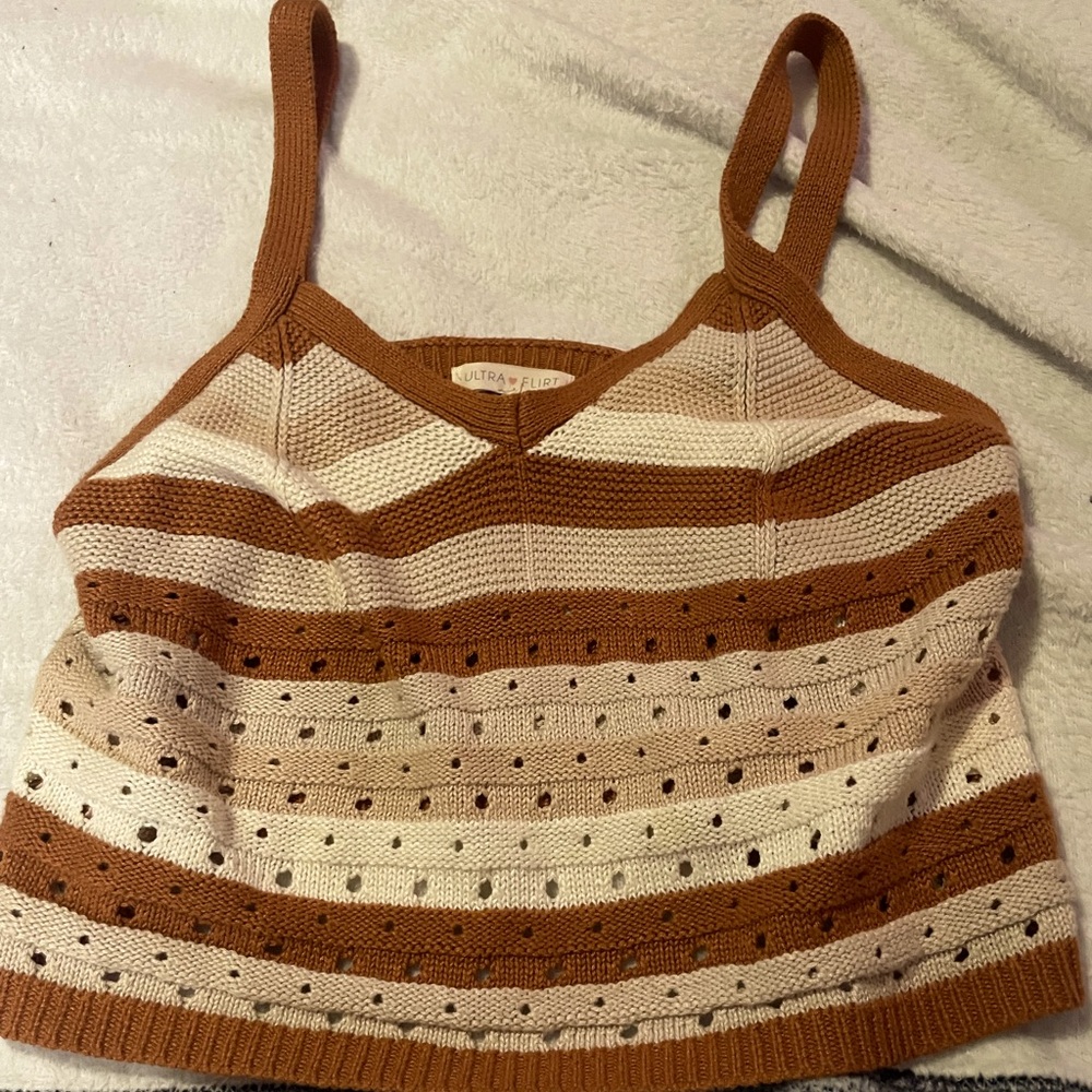 Ultra Flirt Striped Knit Tank Top